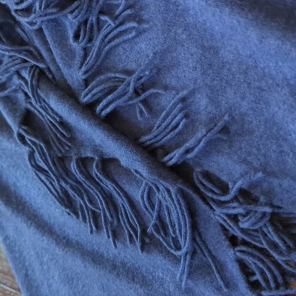 REPEAT CASHMERE I Navy Blue Open Front Fine Knit Fringed Cardigan Sweater, S - Picture 6 of 12